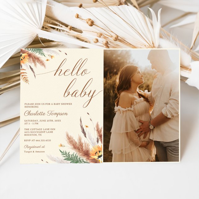 Hello Baby Wildflower Baby Shower Photo Invitation (Creator Uploaded)