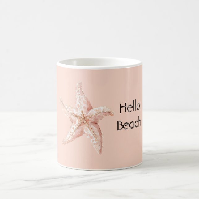 Hello Beach Peach Starfish Coffee Mug (Center)