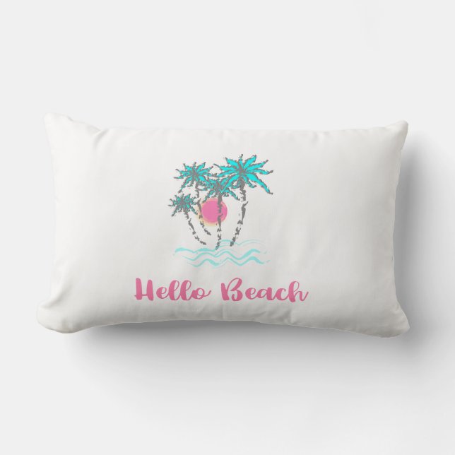 Hello Beach  Tropical  Summer Unique Lumbar Cushion (Front)