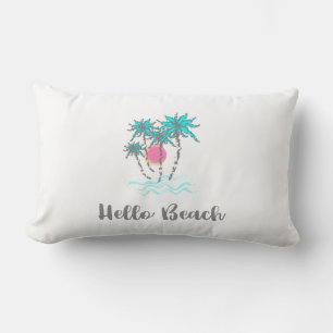 Hello Beach Tropical Summer Unique Lumbar Cushion