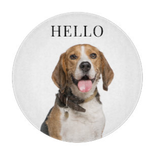 Hello Beagle Dog Portrait Personalised Photo Cutting Board