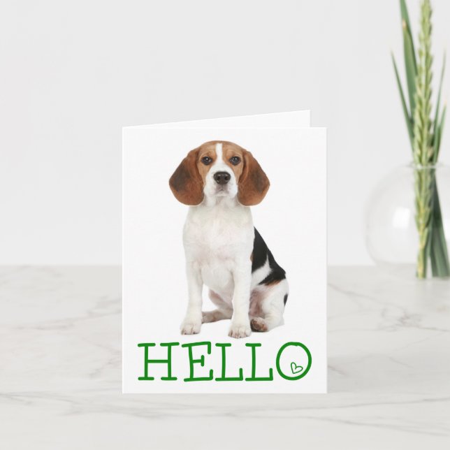 Hello Beagle Puppy Dog Blank Note Card (Front)