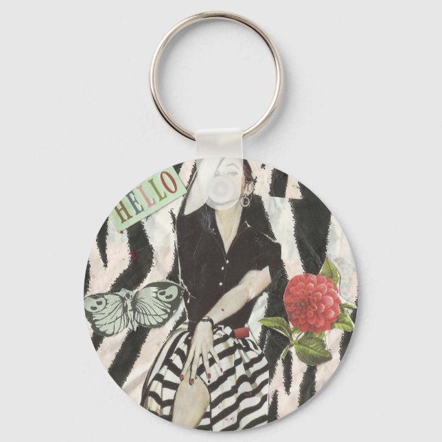 Hello Beautiful B&W! Keychain (Front)