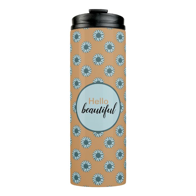 Hello Beautiful Blue Sunflowers Thermal Tumbler (Hello Beautiful Blue Sunflowers Thermal Tumbler from Studio Posies. )