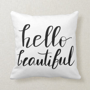 Hello Beautiful Calligraphy Handwritten Script Cushion