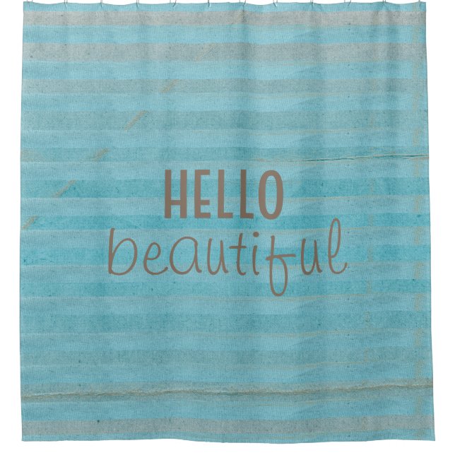 Hello Beautiful Chic And Trendy Striped Design Shower Curtain (Front)