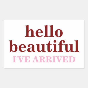 HELLO BEAUTIFUL CUSTOMIZED TEXT AND LOGO STYLISH  RECTANGULAR STICKER