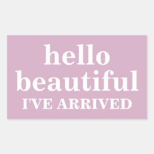 HELLO BEAUTIFUL CUSTOMIZED TEXT AND LOGO STYLISH RECTANGULAR STICKER