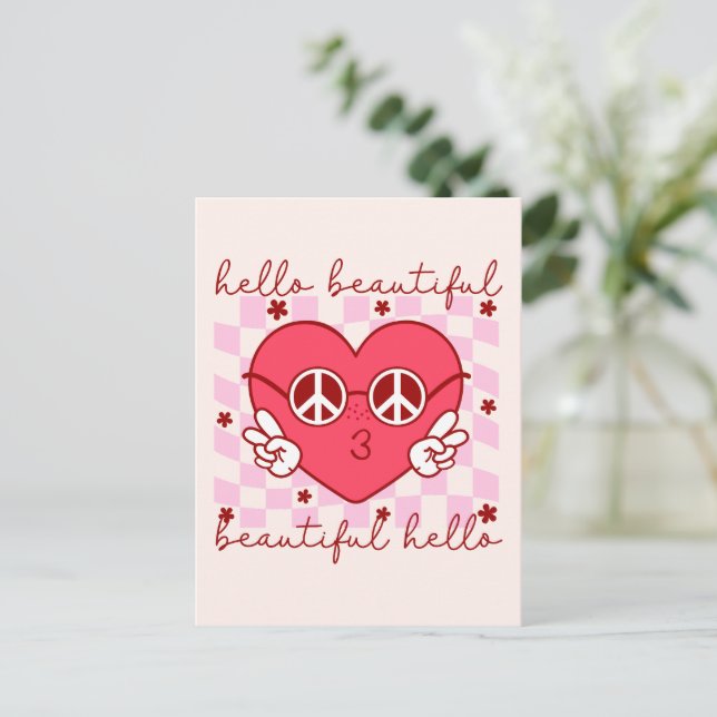 Hello Beautiful | Cute & Heartfelt Postcard (Standing Front)