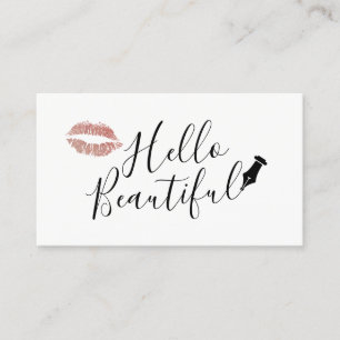 Hello Beautiful Elegant Typography Makeup Artist Business Card