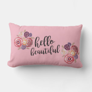 Hello Beautiful Flower Pillow