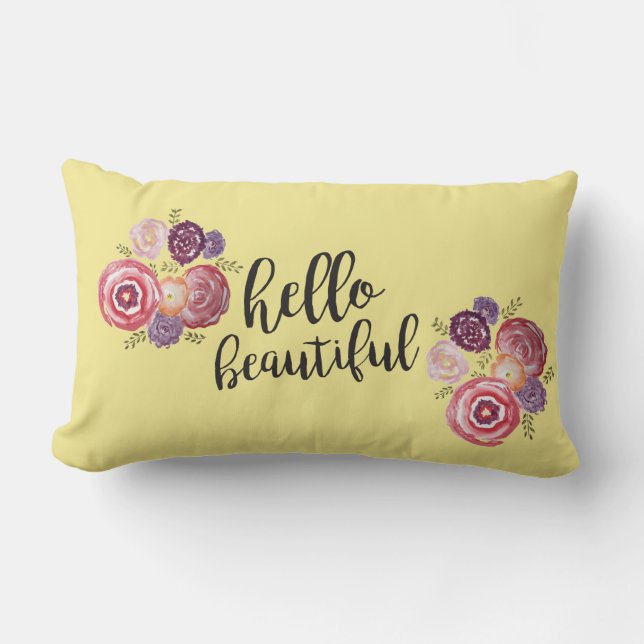 Hello Beautiful Flower Pillow (Front)