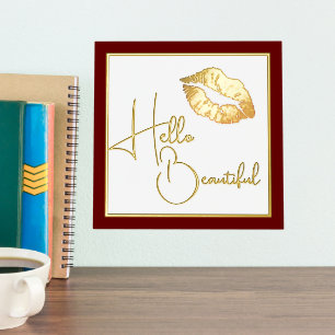 Hello Beautiful Gold Lips Foil Prints