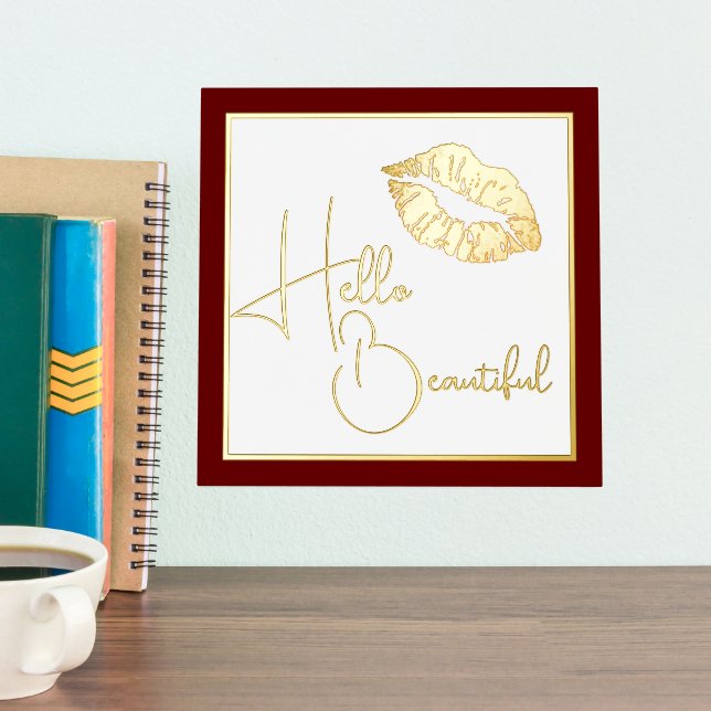 Hello Beautiful Gold Lips Foil Prints (In Situ (Counter 2))