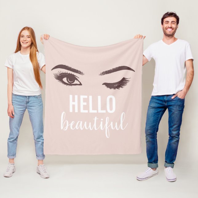 Hello Beautiful Lashes Eyelash Makeup Artist Fleece Blanket (In Situ)