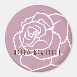 Hello Beautiful - Modern Chic Floral Pink Rose Magnet