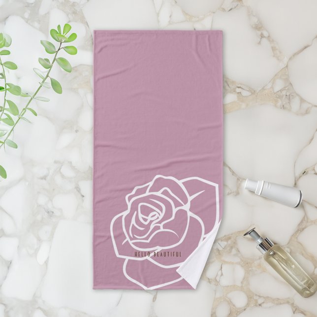 Hello Beautiful - Modern Chic Pink Rose Bath Towel Set (Creator Uploaded)