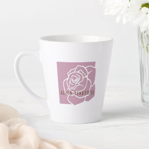 Hello Beautiful - Modern Chic Pink Rose Latte Mug