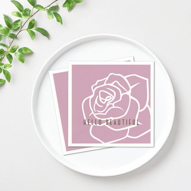 Hello Beautiful - Modern Chic Pink Rose Paper Napkin (Creator Uploaded)