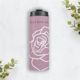 Hello Beautiful - Modern Chic Pink Rose Thermal Tumbler