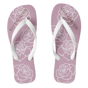 Hello Beautiful - Modern Chic Pink Rose Thongs