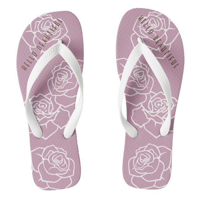 Hello Beautiful - Modern Chic Pink Rose Thongs (Footbed)