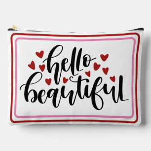 Hello Beautiful Modern Hearts Print Cut Sew Bag