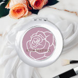 Hello Beautiful - Modern Pink Rose Compact Mirror<br><div class="desc">The product design features a simple large rose illustration in retro pink and white. This elegant botanic design makes a modern and unique round compact mirror with personalised text. Gift idea for her birthday,  wedding bridesmaids,  Mother’s Day,  and more!</div>