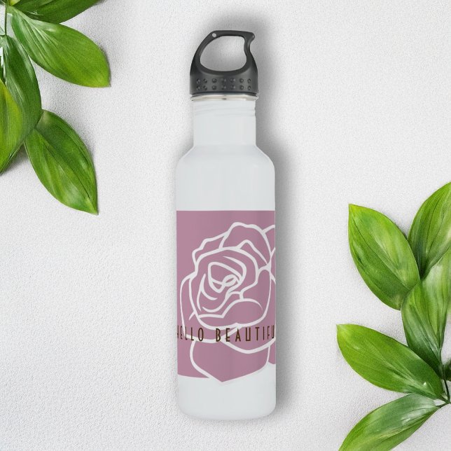 Hello Beautiful - Modern Pink Rose Custom 710 Ml Water Bottle (Creator Uploaded)
