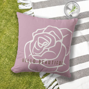Hello Beautiful - Modern Pink Rose Flower Cushion