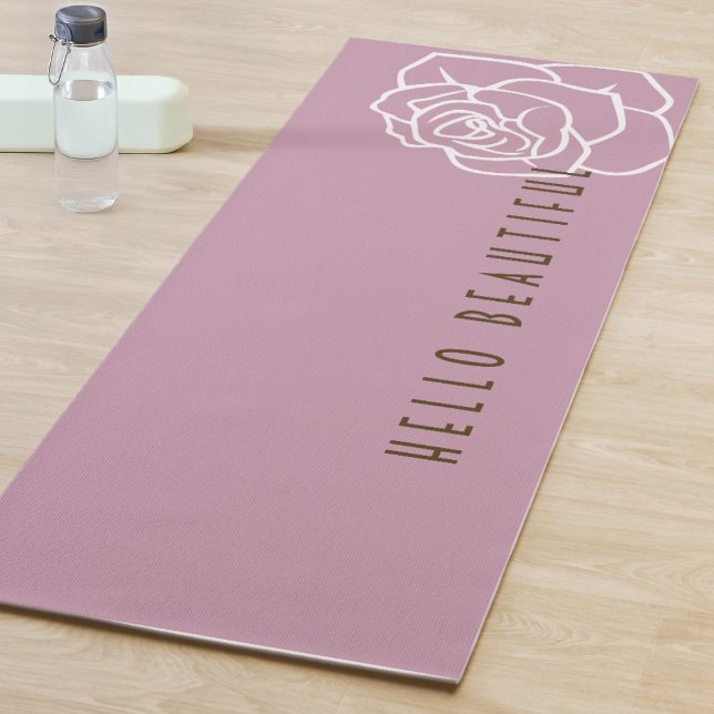 Hello Beautiful - Modern Pink Rose Flower Yoga Mat (Creator Uploaded)