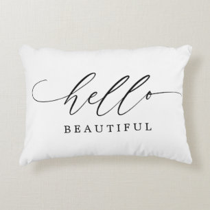 Hello Beautiful Modern Script Decorative Cushion