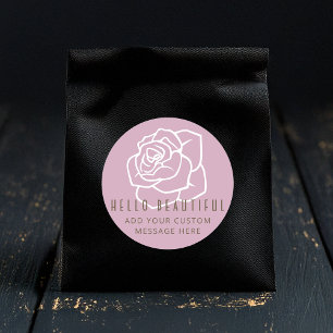 Hello Beautiful - Personalised Modern Pink Rose Classic Round Sticker