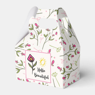 Hello Beautiful Pretty Pink Orange Wildlflower Favour Box