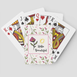Hello Beautiful Pretty Pink Orange Wildlflower Playing Cards
