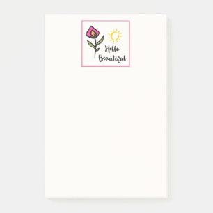 Hello Beautiful Pretty Wildlflowers and Sun Post-it Notes