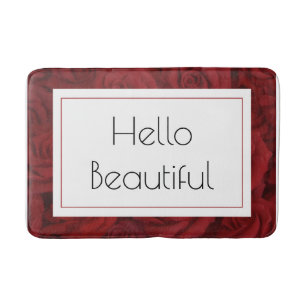 "Hello Beautiful" Red Rose Medium  Bath Mat