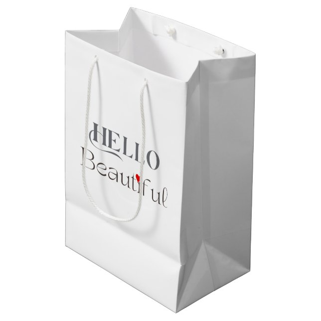 HELLO Beautiful, Romantic Gift for Her Medium Gift Bag (Front Angled)