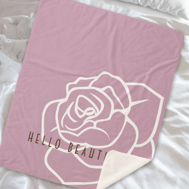 Hello Beautiful - Simple Modern Pink Rose Sherpa Blanket (Creator Uploaded)