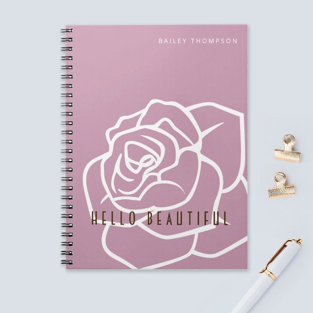 Hello Beautiful - Stylish Modern Pink Rose Flower Notebook (Creator Uploaded)