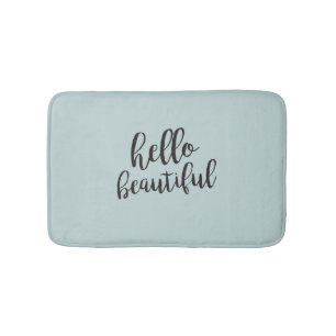 Hello Beautiful Turquoise Bath Mat