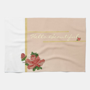 Hello Beautiful Vintage Rose Towel