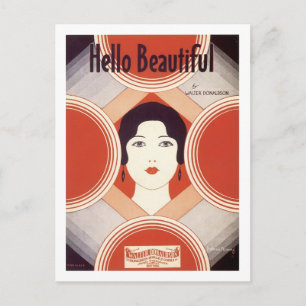 Hello Beautiful Vintage Songbook Cover Postcard