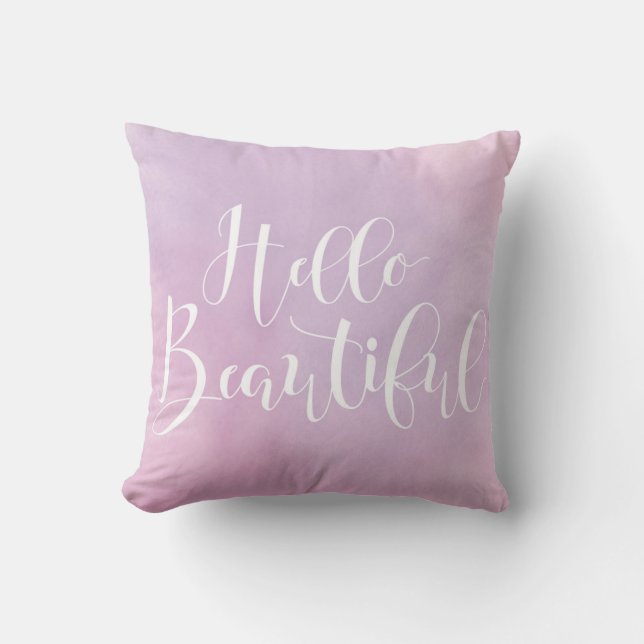 Hello Beautiful Watercolor 16" x 16" Throw Pillow (Front)