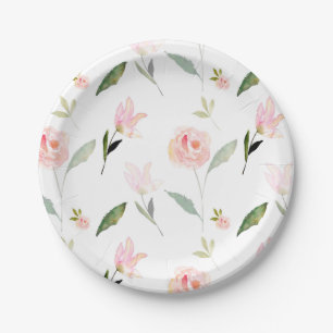 Hello Beautiful Watercolor Floral Paper Plate