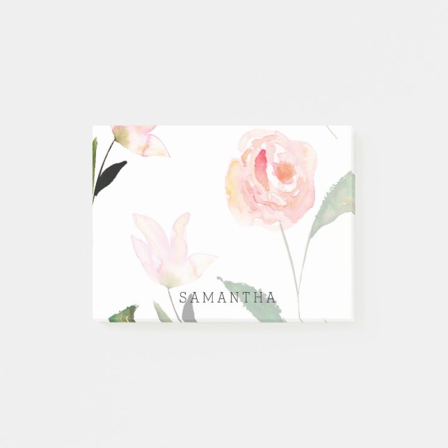 Hello Beautiful Watercolor Floral Post-it Notes (Front)