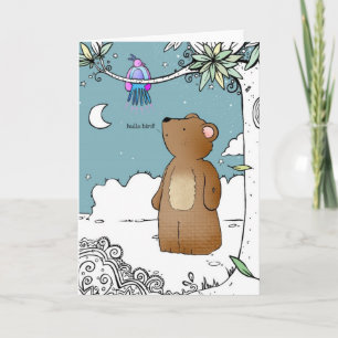 Hello Bird said Mr Bear - greeting card