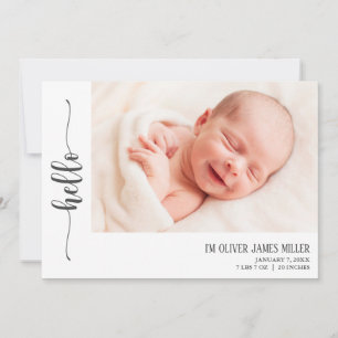 Hello Birth Announcement Photo Card