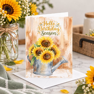 Hello Birthday Season Yellow Sunflowers Card