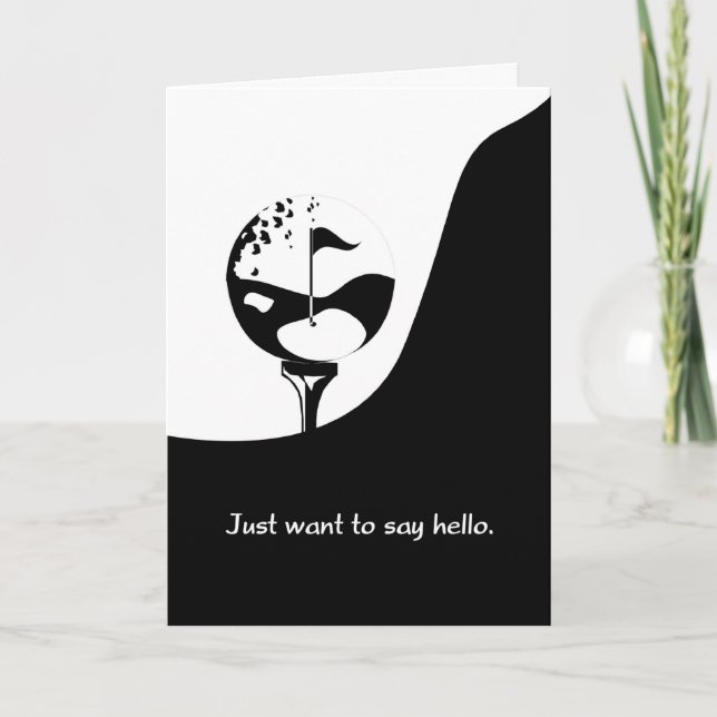 Hello Black and White Golf Theme Card (Front)